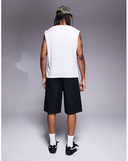 ASOS – lang geschnittene canvas-jorts in Red für Herren