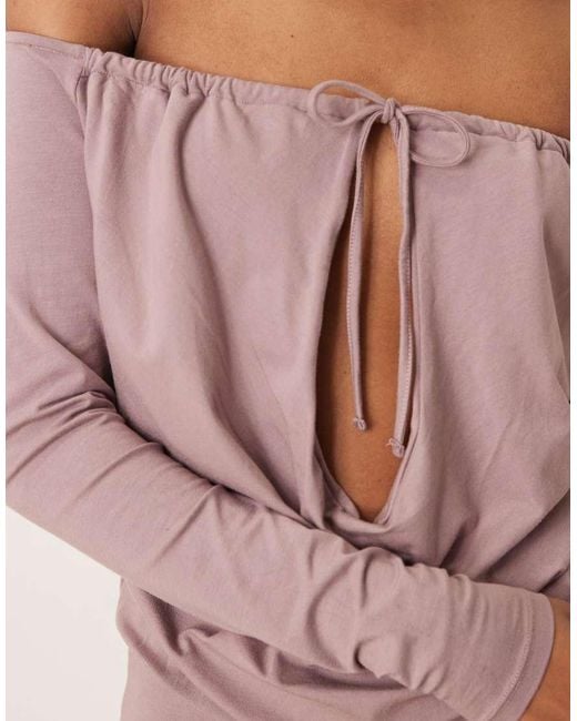 Motel Pink Sore Off Shoulder Long Sleeve Top