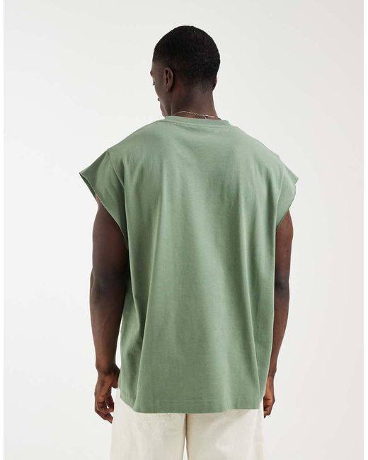 ASOS Green Heavyweight Oversized Tank With Cap Sleeves for men