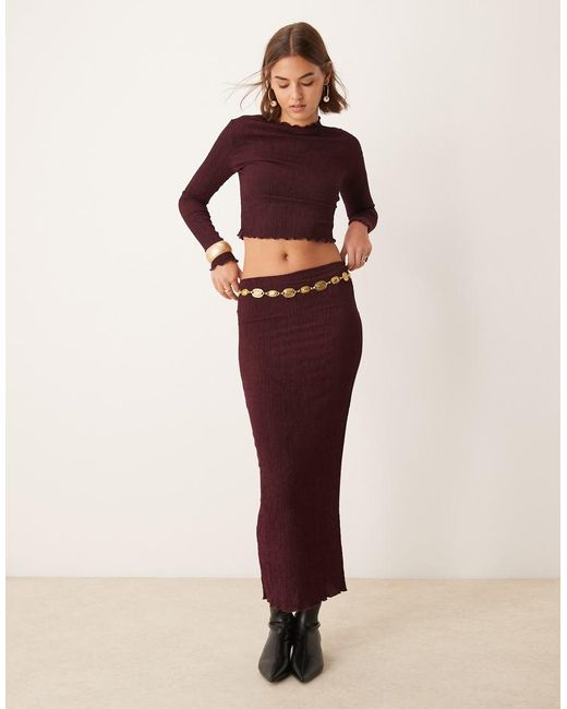New Look Red Co-Ord Texture Midi Skirt