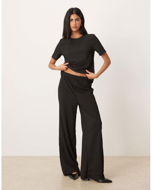Pantalon large d'ensemble texturé Jdy en coloris Black