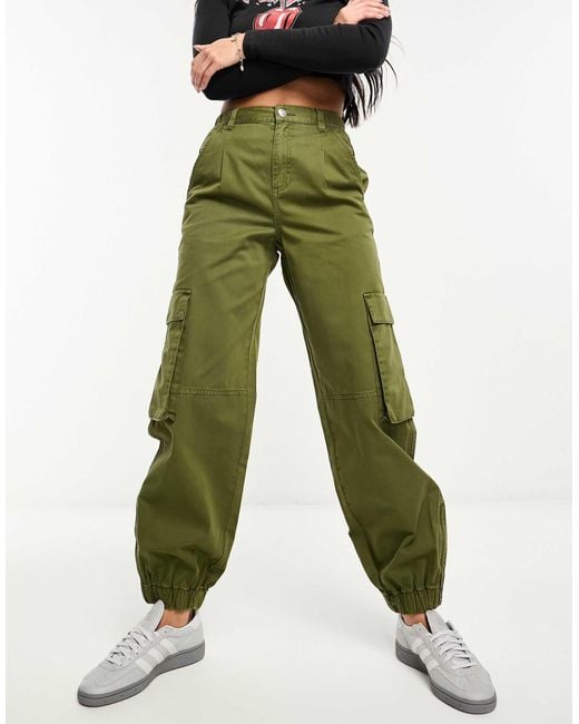 Pull&Bear Green Cuffed Cargo Pants