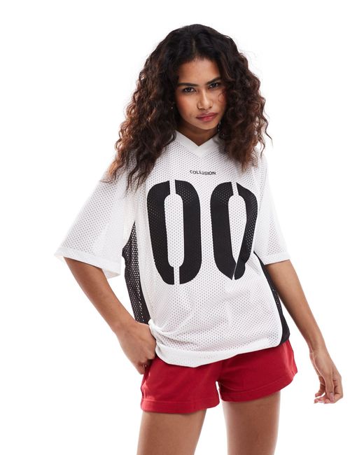 Collusion Black Oversized Sports Tee With Number Graphic