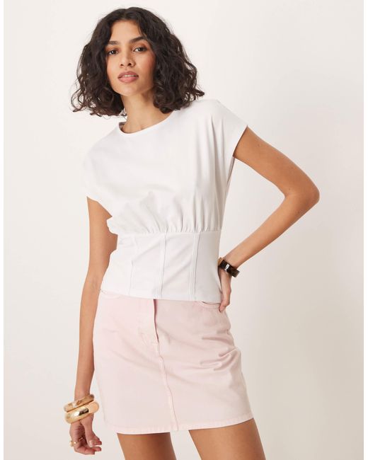 ASOS Pink Cinched Detail Tee With Corset Detailing