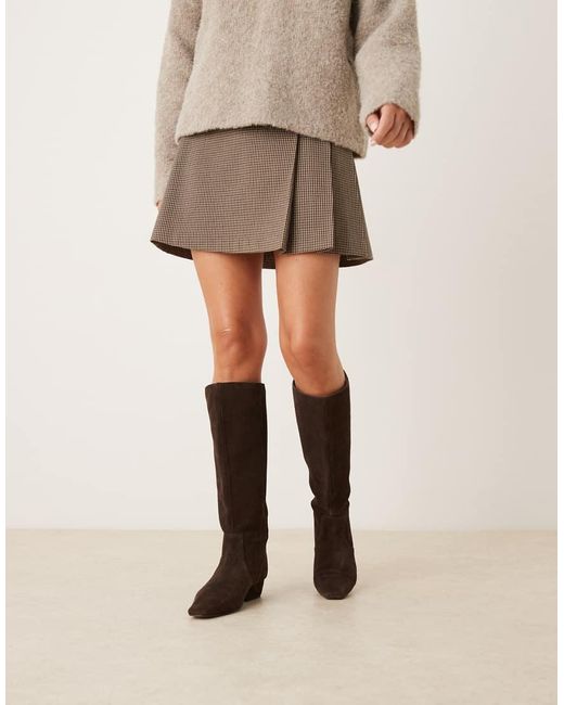 ASOS Black Calais Suede Pointed Flat Knee Boots