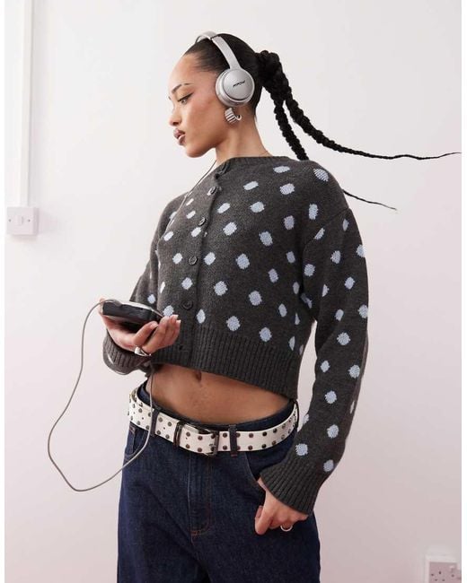 Collusion Blue Knitted Polka Dot Cardigan