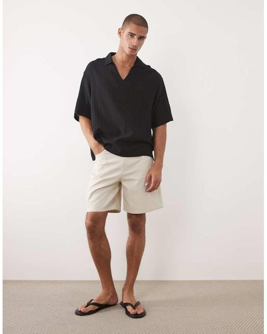 ASOS Black Oversized Overhead Broderie Shirt for men