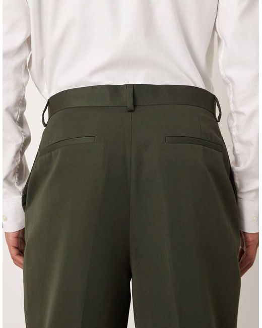 ASOS Natural Smart Relaxed Tapered Trousers With Pintuck for men
