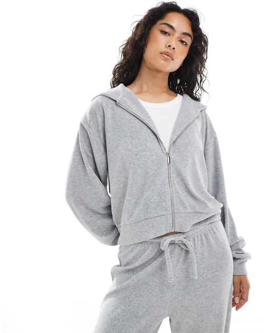 Sweat à capuche zippé d'ensemble en tissu éponge - chiné 4th & Reckless en coloris Gray