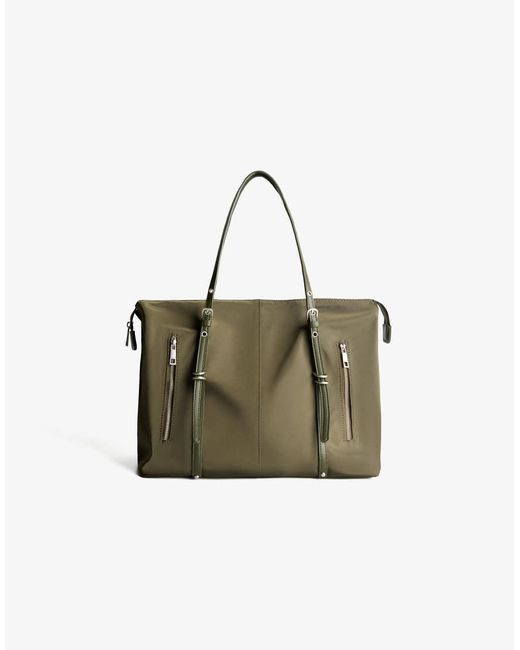 Bershka Green Faux Leather Shopper Bag
