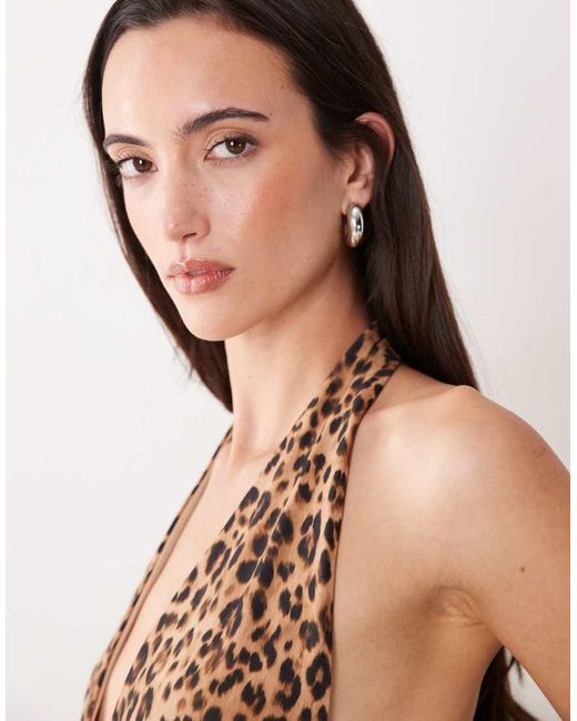 Miss Selfridge Brown Halter Neck Top