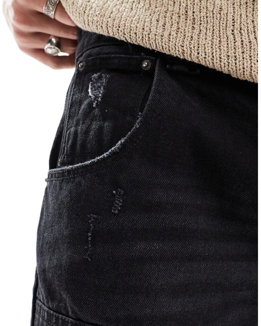 Good For Nothing – carpenter-jeans-shorts in Black für Herren