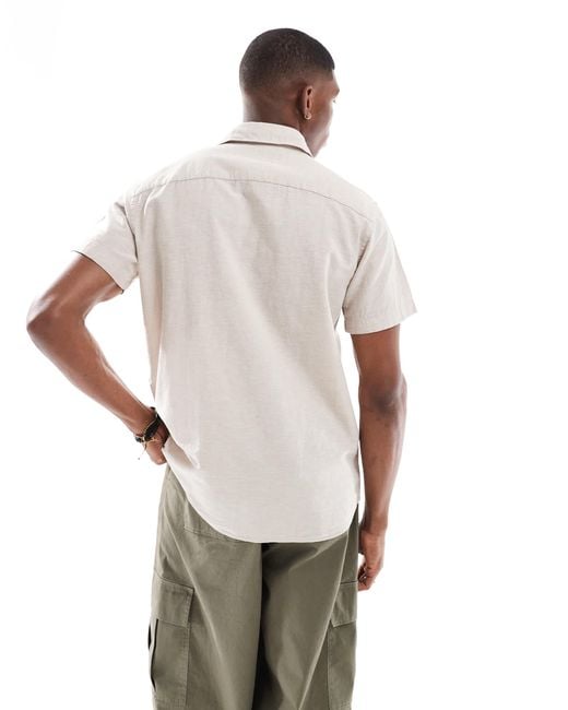 JJ Rebel White Short Sleeve Linen Blend Shirt for men