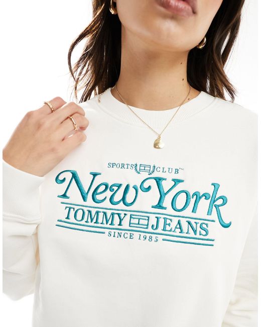 Tommy Hilfiger White Boxy Varsity Sweatshirt