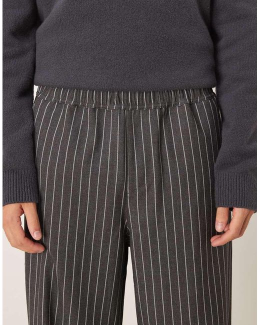 ASOS Gray Loose Straight Pull On Trousers for men