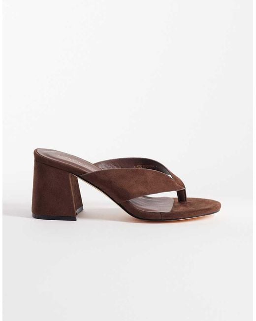 London Rebel Brown Elle Heeled Thong Sandal