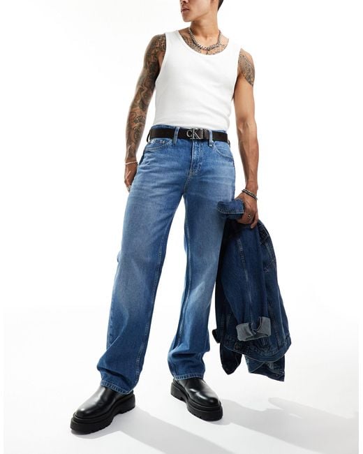 Jean droit style années 90 - clair délavé Calvin Klein pour homme en coloris Blue