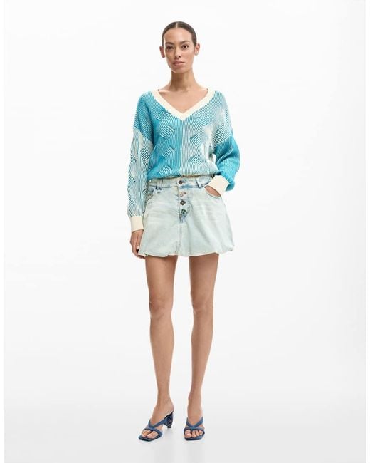 Desigual Blue Short Denim Skirt