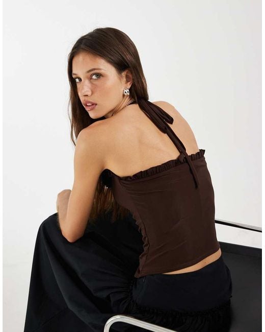 ASOS Black Ruched Halter Neck Cami Top