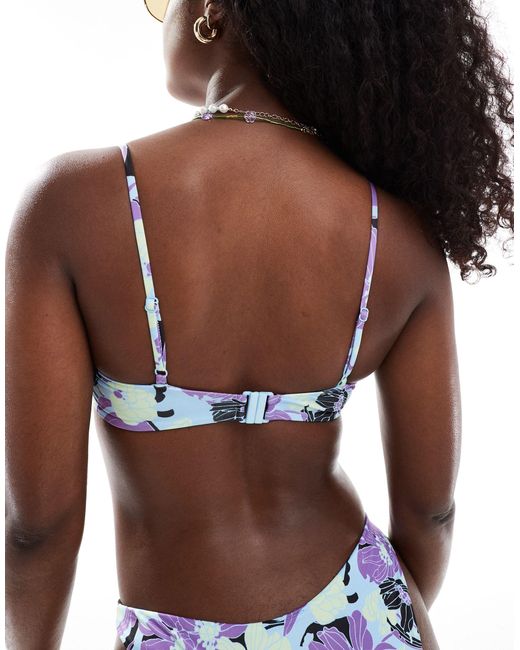Top bikini con ferretto con laccetti e stampa rétro di ASOS in Brown