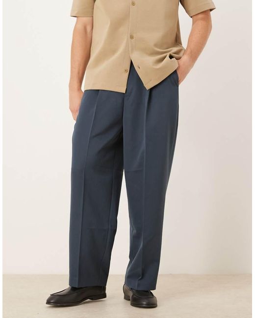 Pantaloni Eleganti A Palloncino Scuro Con Pieghe Sul Davanti di ASOS in Blue da Uomo