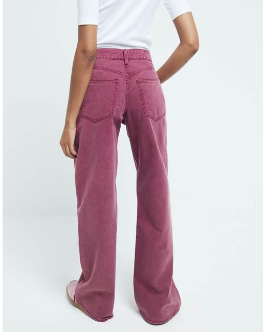River Island Jeans Met Wijde Pijpen En Halfhoge Taille in het White