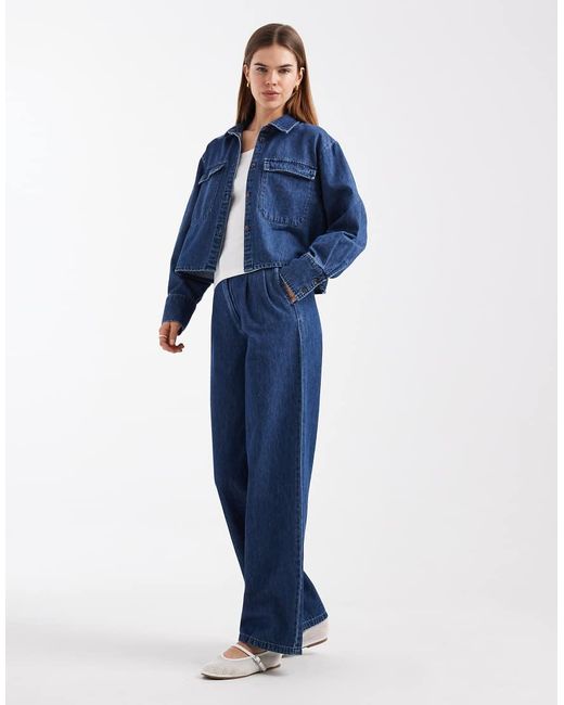 Vero Moda Blue Utility Pocket Denim Shirt
