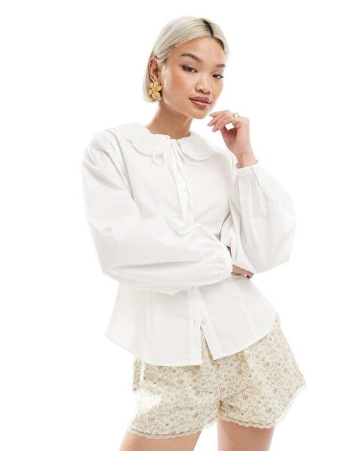 Miss Selfridge Getailleerde Blouse Met Kraag in het White