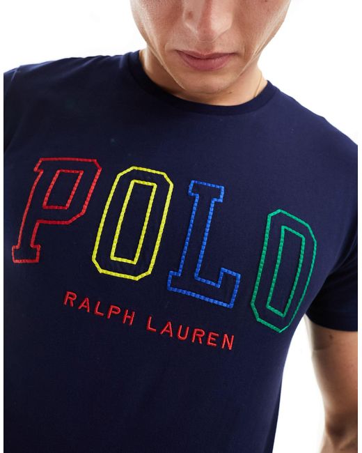 Polo Ralph Lauren slim fit pima polo multi player logo in navy