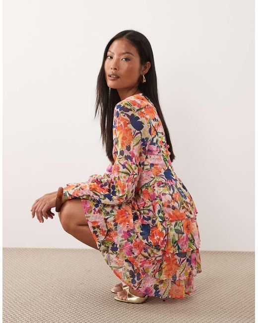 Vila Multicolor Tiered Mini Dress