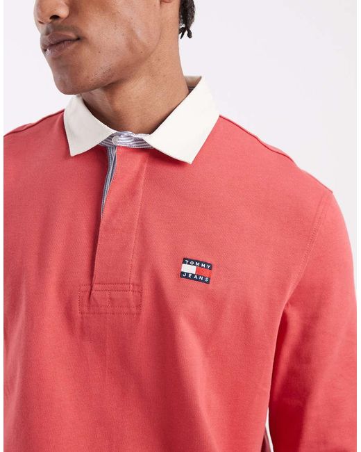 Tommy Hilfiger Red Badge Logo Relaxed Fit Rugby Shirt for men