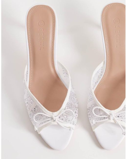 SEQWL White Eden Embellished Heeled Sandal