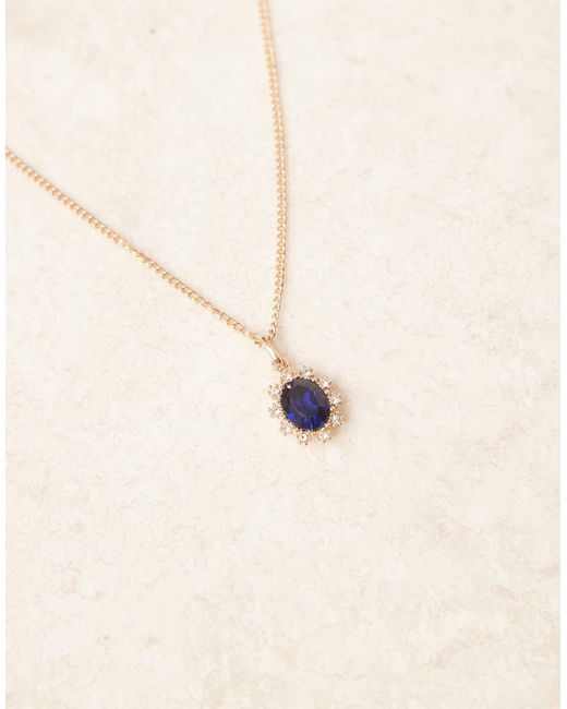 Collana Dorata Con Cristallo Sintetico Blu di ASOS in Natural da Uomo