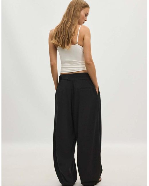 Stradivarius Black Petite Darted Smart Trousers With Belt