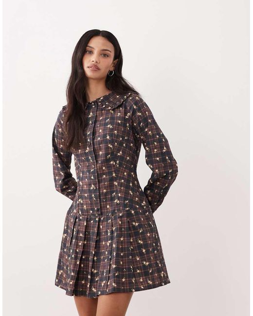 Miss Selfridge Multicolor Drop Waist Shirt Dress