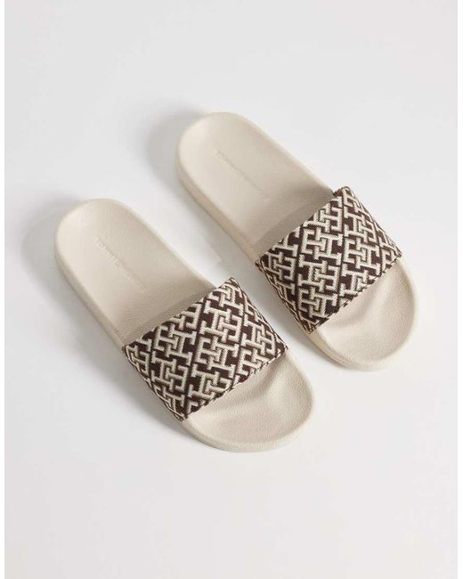 Tommy Hilfiger Natural Monogram Pool Slider