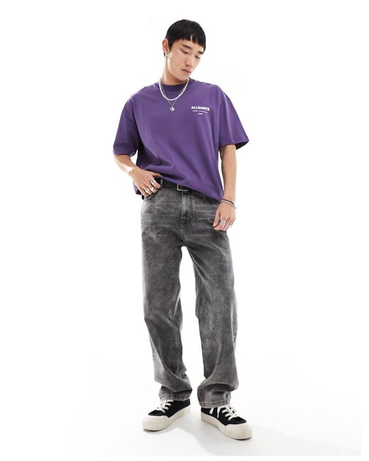AllSaints Purple Underground Oversized T-shirt for men
