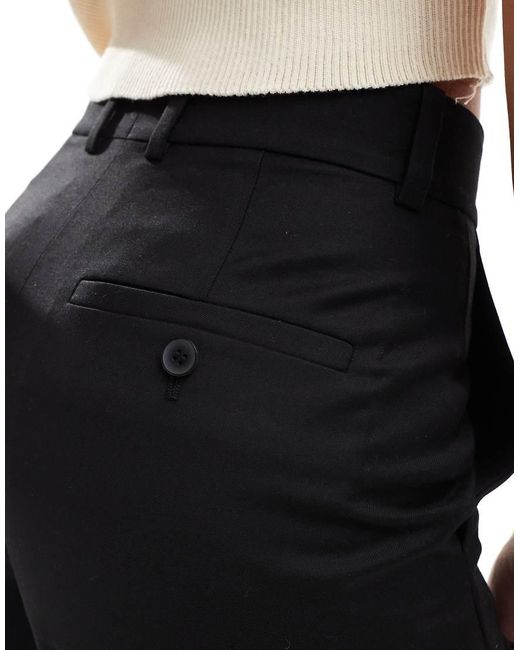 & Other Stories Black Stretch Cropped Tailored Pants With Flare Leg