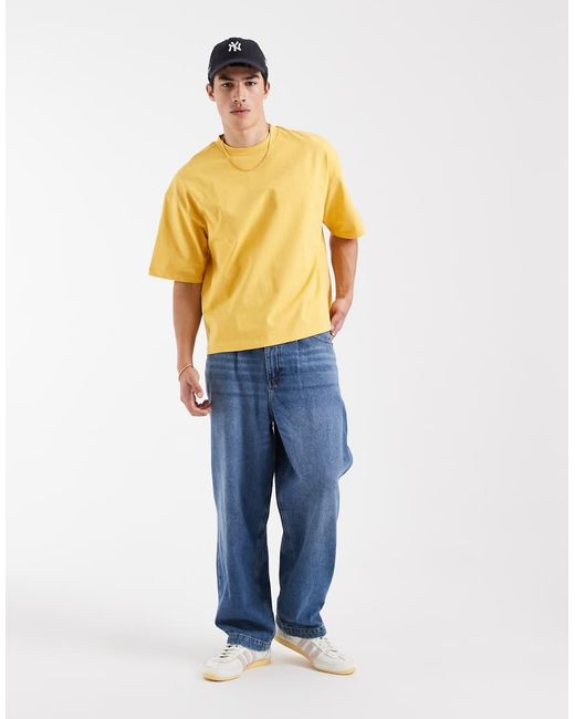 ASOS Yellow Heavyweight Boxy Oversized T-shirt for men