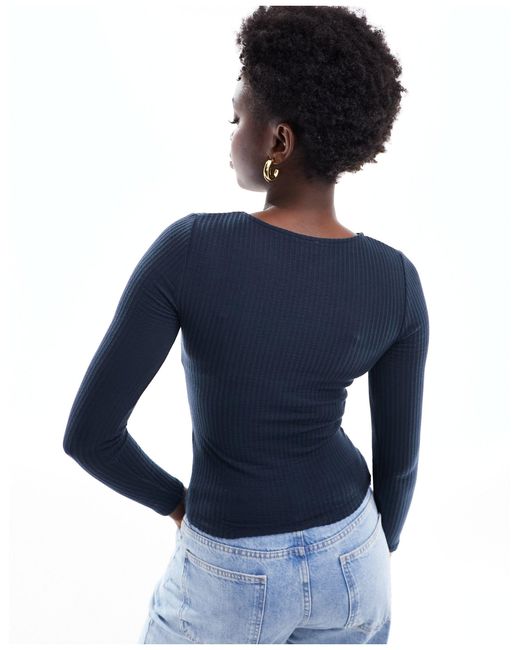 Cotton On Blue Cotton On Twist Front Long Sleeve Top