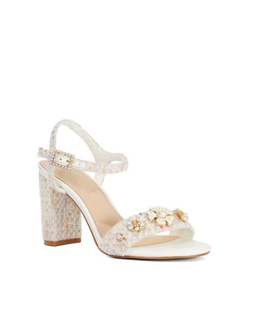 Dune White Mention Heeled Sandals