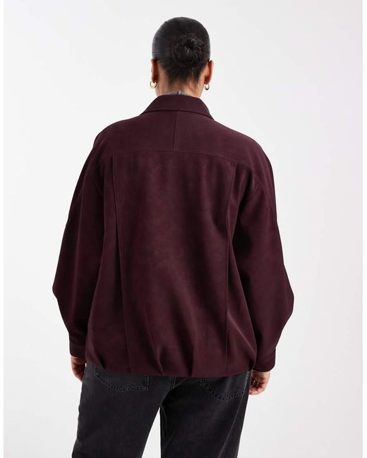 ASOS Red Asos Design Curve Slouchy Leather Look Oversized Biker Jacket