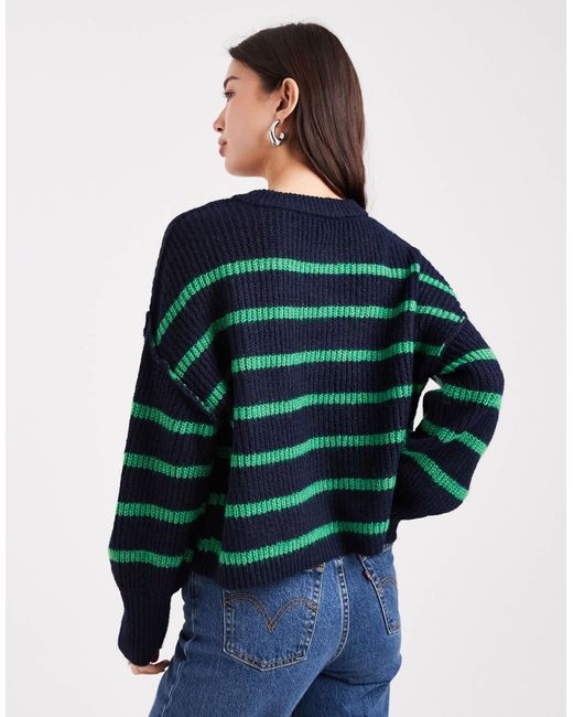 ONLY Green – lockerer, gestreifter pullover