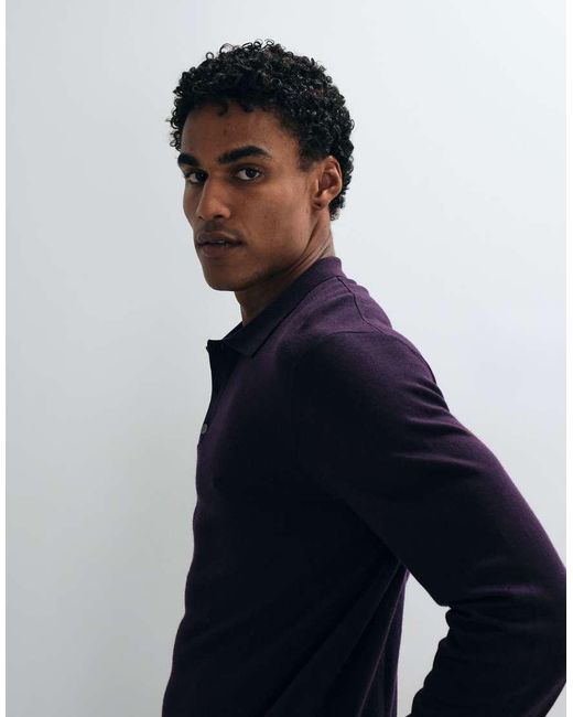 ARKET Blue Merino Wool Knitted Polo for men