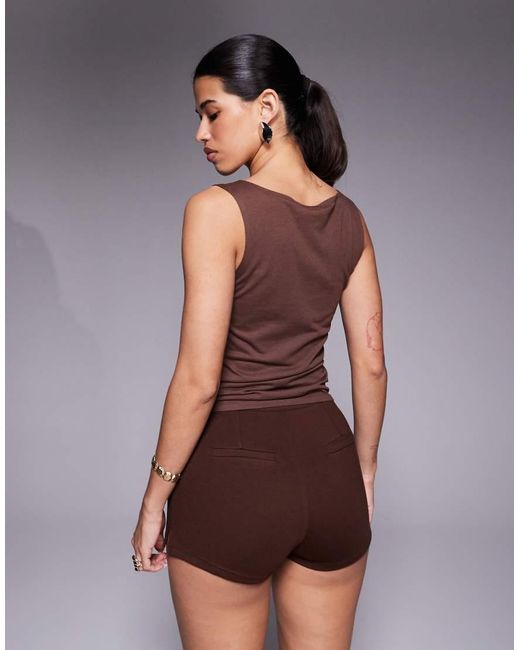 ASOS Brown Ponte Seamed Hot Pant Shorts