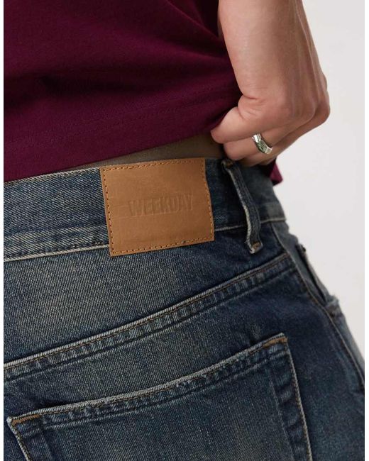 Weekday Red Galaxy baggy Denim Shorts for men