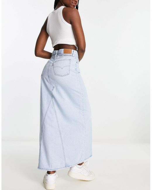 Levi's Blue Iconic Long Denim Skirt With Belt
