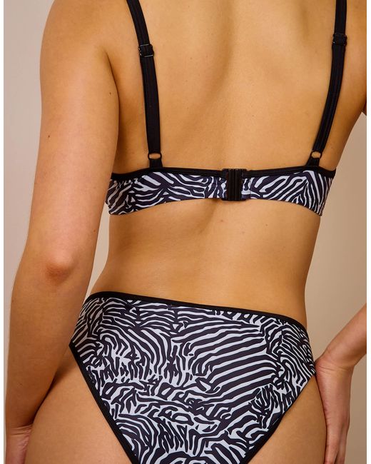 Wolf & Whistle Blue X maia andrews – bikinihose mit schwarz-weißem zebraprint, kontrastierender einfassung und hoher taille
