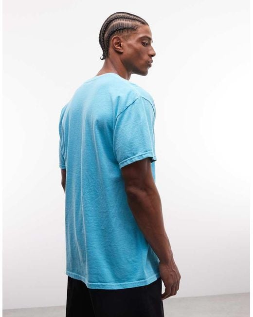 Reclaimed Vintage Blue Too Busy Having A Good Time Graphic Tee