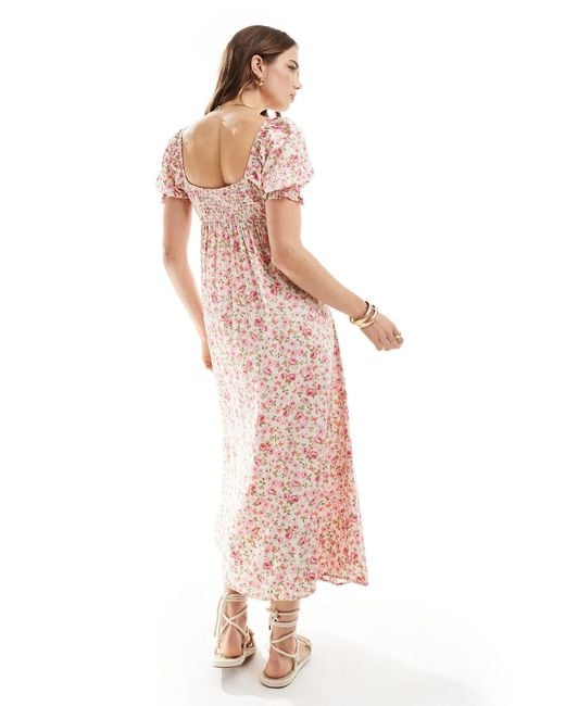 Miss Selfridge Pink Tie Front Midi Tea Dress